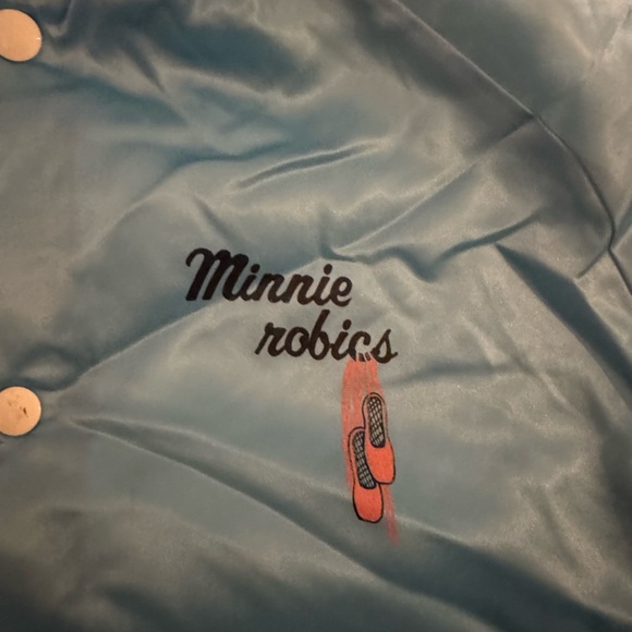 Vintage 80s Chalk Line Minnie Mouse aerobics baby blue bomber - Picture 3 of 5